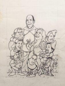 Caricatura de nueve cantantes franceses del coro de la ópera de París