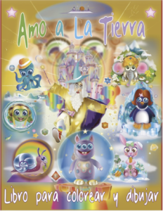 Portada del libro para colorear y dibujar basado en la obra de teatro "Amo a la Tierra" de * Aislami *