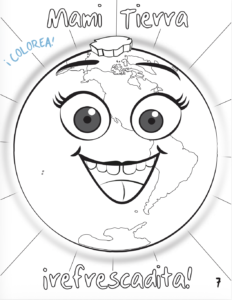 Dibujo digital en blanco y negro de de Mami Tierra refrescadita