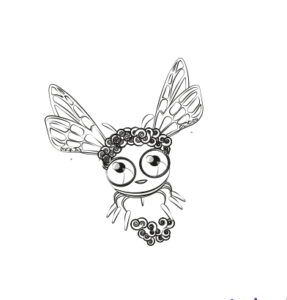 Dibujo digital en blanco y negro de una ABJ gordota