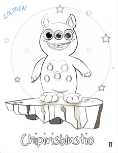 Dibujo digital en blanco y negro de Chipirisblustio el cocoleyo