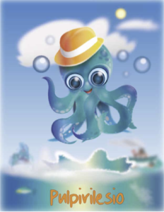 Ilustración digital en color de Pulpirilesio, el pulpo andaluz y gitano