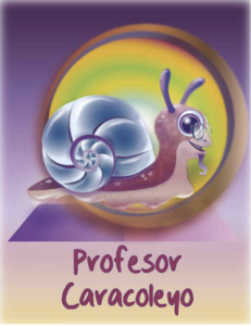 Ilustración digital en color del profesor Caracoleyo, caracol argentino del Aconcagua