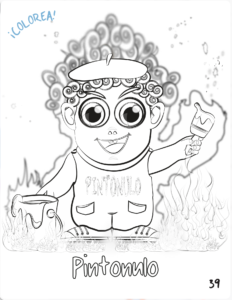 Dibujo digital en blanco y negro de Pintonulo, terrible niño humano