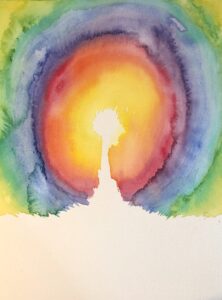 Acuarela abstracta con transiciones de color