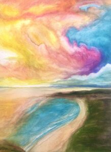 Acuarela abstracta con transiciones de color