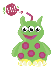 Ilustración de un extraterrestre verde con una antena en la cabeza y tres ojos.