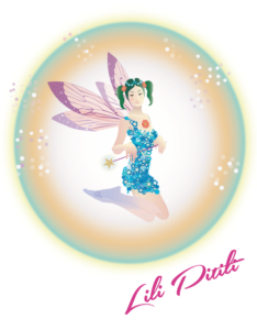 Lili Pitili, hadita con varita mágica rodeada por esfera de luz